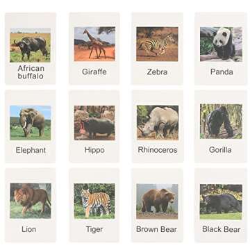 Small Montessori Animal Figures with Flash Cards, Realistic Animal Figurines Toys, Montessori Materials Homeschool Preschool Science Educational Matching Game for Toddler Kids (Zoo)