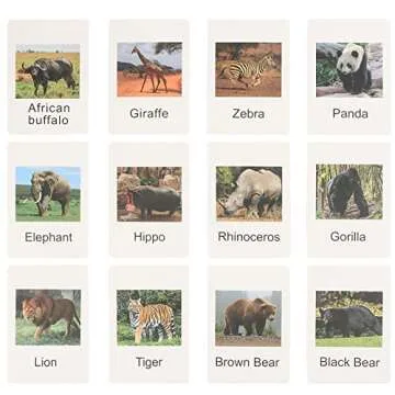 Small Montessori Animal Figures with Flash Cards, Realistic Animal Figurines Toys, Montessori Materials Homeschool Preschool Science Educational Matching Game for Toddler Kids (Zoo)