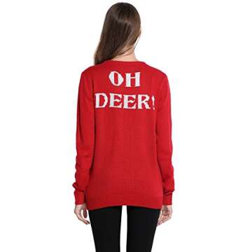 Women's Christmas Sweater Cute Reindeer Snowflakes Knitted Pullover Ugly Party Costume Outfit (XX Large, Lighting)