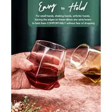 ColoVie Stemless Wine Glasses Set of 6 for Stylish Entertaining