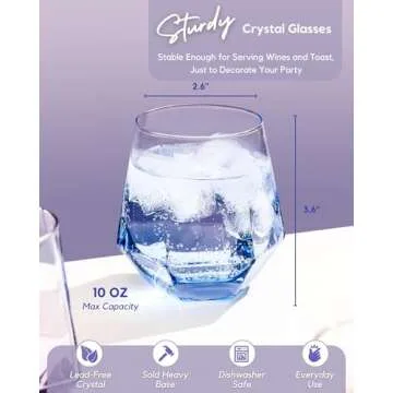 ColoVie Stemless Wine Glasses Set of 6 for Stylish Entertaining