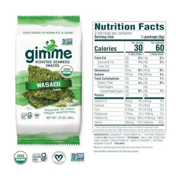 Gimme Organic Seaweed Snacks Wasabi Flavor, 12 Count