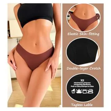 Seamless Underwear for Women Soft No Show Panties Sexy High Cut Invisible Hipster Silky Cheeky Ladies Bikini 6 Pack
