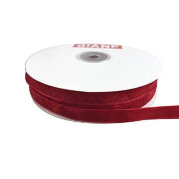 QIANF Vintage Red Velvet Ribbon, 3/8 Inch X 25Yd