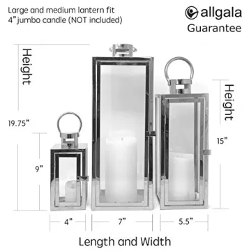 Allgala Jumbo Lantern Set 23" Indoor/Outdoor Decor
