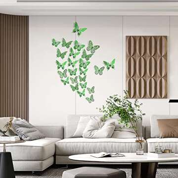 SAOROPEB 3D Butterfly Wall Decor - 48 Pcs, 4 Styles, 3 Sizes, Removable Stickers for Birthdays & Par...