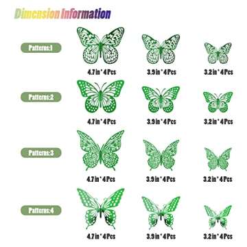 SAOROPEB 3D Butterfly Wall Decor - 48 Pcs, 4 Styles, 3 Sizes, Removable Stickers for Birthdays & Parties