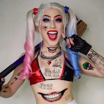 Joker Tattoos Set Halloween Temporary Tattoos Sticker For Joker Costumes Cosplay Masquerade Party Makeup Accessories