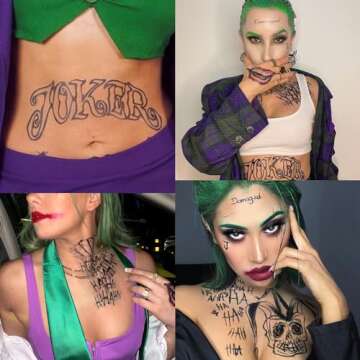 Joker Tattoos Set Halloween Temporary Tattoos Sticker For Joker Costumes Cosplay Masquerade Party Makeup Accessories