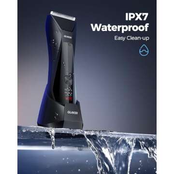 GLAKER Ball Trimmer Men, 2-in-1 Body Shaver Pubic Hair Trimmer for Men Manscape Groin Trimmer Body Hair Trimmer Ball Shaver Body Groomer Dual-Head Ceramic Trimmer & Foil Blades IPX7 Waterproof (Black)