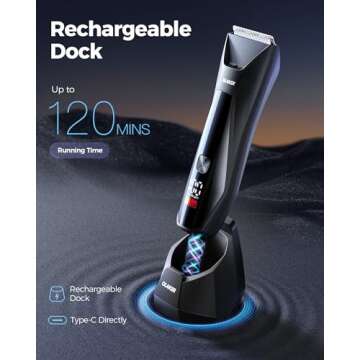 GLAKER Ball Trimmer Men, 2-in-1 Body Shaver Pubic Hair Trimmer for Men Manscape Groin Trimmer Body Hair Trimmer Ball Shaver Body Groomer Dual-Head Ceramic Trimmer & Foil Blades IPX7 Waterproof (Black)