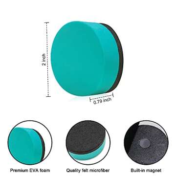 Mini Dry Erase Erasers, IHPUKIDI 48 Pack Magnetic Whiteboard Dry Erasers Chalkboard Cleaner Wiper fo...