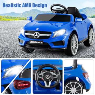 OLAKIDS Kids 12V Electric Ride On Car, Licensed Mercedes Benz GLA45 Vehicle for Toddler with Control Remote, Battery Powered Toy with Music, USB, MP3, 2 Speeds, Wheels Suspension, LED Lights