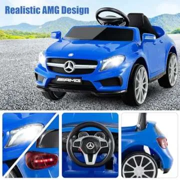OLAKIDS Kids 12V Electric Ride On Car, Licensed Mercedes Benz GLA45 Vehicle for Toddler with Control Remote, Battery Powered Toy with Music, USB, MP3, 2 Speeds, Wheels Suspension, LED Lights