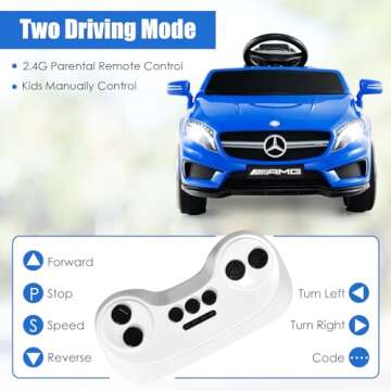 OLAKIDS Kids 12V Electric Ride On Car, Licensed Mercedes Benz GLA45 Vehicle for Toddler with Control Remote, Battery Powered Toy with Music, USB, MP3, 2 Speeds, Wheels Suspension, LED Lights
