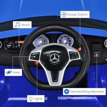 OLAKIDS Kids 12V Electric Ride On Car, Licensed Mercedes Benz GLA45 Vehicle for Toddler with Control Remote, Battery Powered Toy with Music, USB, MP3, 2 Speeds, Wheels Suspension, LED Lights
