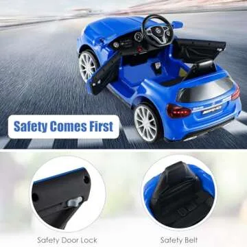 OLAKIDS Kids 12V Electric Ride On Car, Licensed Mercedes Benz GLA45 Vehicle for Toddler with Control Remote, Battery Powered Toy with Music, USB, MP3, 2 Speeds, Wheels Suspension, LED Lights