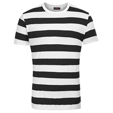 Men's Scoop Neck Stripe Tee Tops 2 Pack Red and Navy, XX-Large