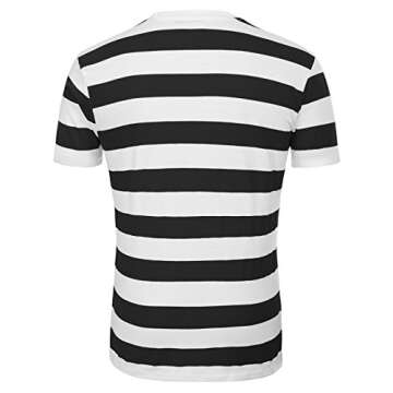 Men's Scoop Neck Stripe Tee Tops 2 Pack Red and Navy, XX-Large