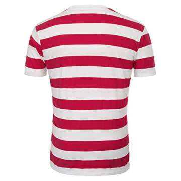 Men's Scoop Neck Stripe Tee Tops 2 Pack Red and Navy, XX-Large