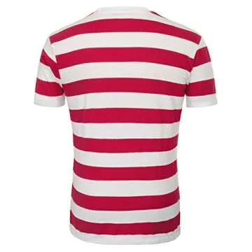 Men's Scoop Neck Stripe Tee Tops 2 Pack Red and Navy, XX-Large