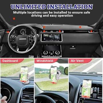 Dashboard Phone Holder Bling Phone Mount for Car,Car Phone Holder Mount with One More Air Vent Base,Phone Holder Car Accessories,Universal Car Phone Holder Mount for Windshield and Air Vent,Silver