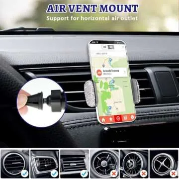 Dashboard Phone Holder Bling Phone Mount for Car,Car Phone Holder Mount with One More Air Vent Base,Phone Holder Car Accessories,Universal Car Phone Holder Mount for Windshield and Air Vent,Silver