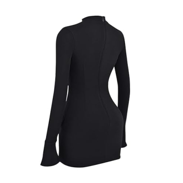 Stylish Long Sleeve Mock Turtle Neck Mini Dress for Women