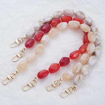 AUMEY Resin Chain for Short Handle Handbag,Beaded bag handles,Wallet Handle Replacement,Strap extender, purse accessory (YXZ01-Seashell)