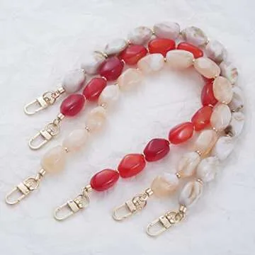 AUMEY Resin Chain for Short Handle Handbag,Beaded bag handles,Wallet Handle Replacement,Strap extender, purse accessory (YXZ01-Seashell)