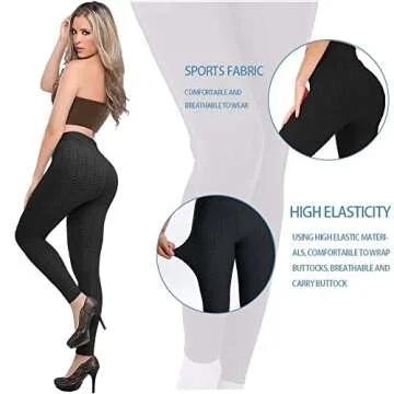 AIMILIA Butt Lifting Anti Cellulite Leggings for Women TIK Tok High Waisted Yoga Pants Workout Tummy Control Sport Tights Black