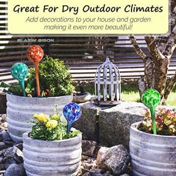 Blazin Indoor Plant Watering Globes | Automatic Self Water Bulbs | Aqua Water Globe | Decorative Hand-Blown Glass | 4pc Deluxe Set (Large)