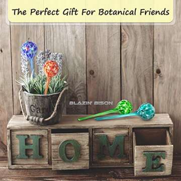 Blazin Indoor Plant Watering Globes | Automatic Self Water Bulbs | Aqua Water Globe | Decorative Hand-Blown Glass | 4pc Deluxe Set (Large)