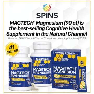MagTech Magnesium Supplement - 3 Forms of Magnesium: Magtein L-Threonate, Glycinate & Taurate - 200m...
