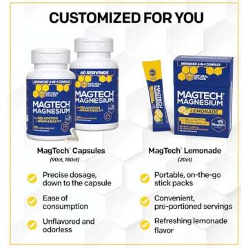 MagTech Magnesium Supplement - 3 Forms of Magnesium: Magtein L-Threonate, Glycinate & Taurate - 200mg Chelated Magnesium Complex - Supports Relaxation & Brain Health - 90 Capsules