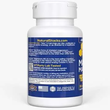 MagTech Magnesium Supplement - 3 Forms of Magnesium: Magtein L-Threonate, Glycinate & Taurate - 200mg Chelated Magnesium Complex - Supports Relaxation & Brain Health - 90 Capsules