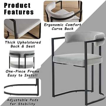 ZH4YOU Modern Dining Chairs Set of 2, Upholstered Velvet Barrel Dining Room Chair Accent Armchair wi...