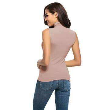 Nasperee Slim Fit Mock Turtleneck Tank Tops for Women