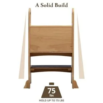 Kids Step to It Stool, Step Stool Chair Kitchen Step Stool for Kids, Wooden Stepping Stool for Kids, Empower Kids in The Kitchen with Step-Up Solutions by Naomi Home (Natural)