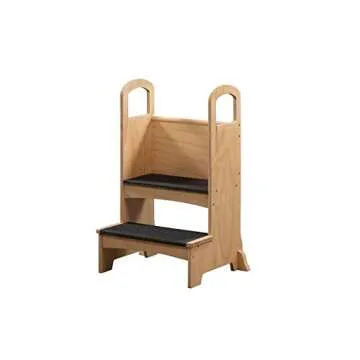 Kids Step to It Stool, Step Stool Chair Kitchen Step Stool for Kids, Wooden Stepping Stool for Kids, Empower Kids in The Kitchen with Step-Up Solutions by Naomi Home (Natural)
