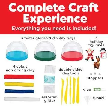 Creativity for Kids Make Your Own Holiday Snow Globes - Holiday Crafts for Kids, Create 3 DIY Snow Globes, Christmas Activities for Kids Ages 6-8+