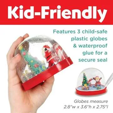 Creativity for Kids Make Your Own Holiday Snow Globes - Holiday Crafts for Kids, Create 3 DIY Snow Globes, Christmas Activities for Kids Ages 6-8+