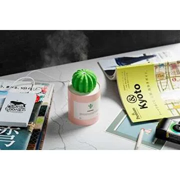 UODBUYO Mini Humidifier, 280ml USB Cool Mist Portable Cactus Air humidifier, Ultra-Quiet Operation for Bedroom Home Office Yoga Car Travel(Pink)