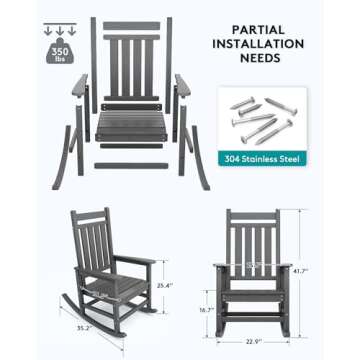 Comfortable SERWALL Outdoor Rocking Chair Set for All Weather