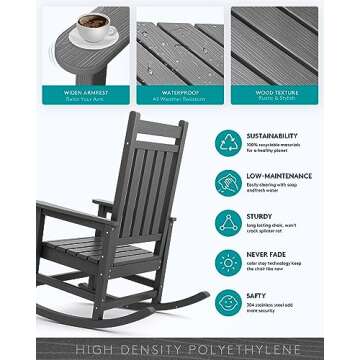 Comfortable SERWALL Outdoor Rocking Chair Set for All Weather