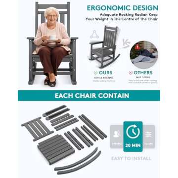 Comfortable SERWALL Outdoor Rocking Chair Set for All Weather
