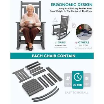 Comfortable SERWALL Outdoor Rocking Chair Set for All Weather