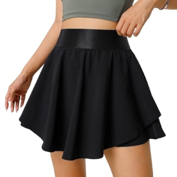SRAIDLING Women's High Waist Pleated Tennis Skirt with Pockets and Built-in Shorts