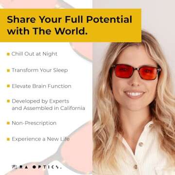 Ra Optics Nate Frame with Sunset Lenses - Premium, Science-Based Blue Light Glasses for Sleep - Block Sleep-Disrupting Blue Light from TV’s, Phones, Computers - Proven to Increase Sleep Quality