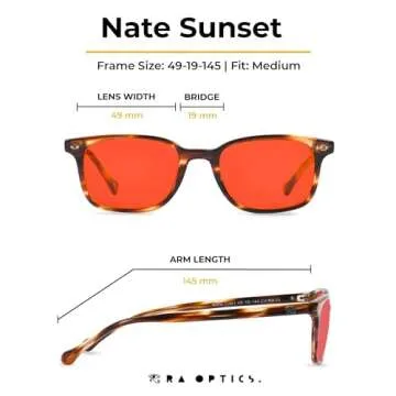 Ra Optics Nate Frame with Sunset Lenses - Premium, Science-Based Blue Light Glasses for Sleep - Block Sleep-Disrupting Blue Light from TV’s, Phones, Computers - Proven to Increase Sleep Quality